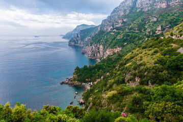 Fototapeta na wymiar Road to Positano, Amalfi coast, Italy