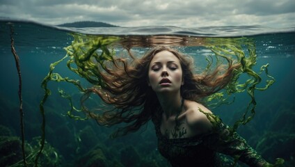 Tidal Tranquility: A Portrait of the Girl in the Seaweed