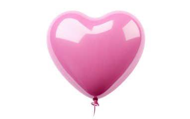 Pink Heart Balloon on a White or Clear Surface PNG Transparent Background.
