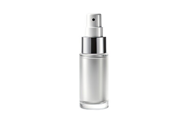 Silver Anti Aging Serum Bottle on a White or Clear Surface PNG Transparent Background.