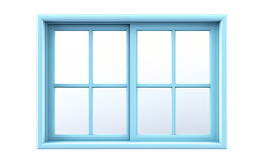 Sky Blue Door Window Frame on a White or Clear Surface PNG Transparent Background.