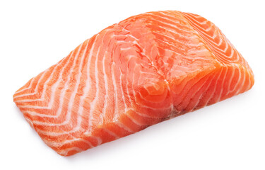 Salmon, fresh salmon fillet isolated on white background. File clipping path.