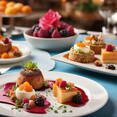 Obraz premium canape with salmon and cheese Generated by Ai 