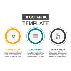 Vector infographic thin line design with marketing icons. Business concept with 3 options, steps or processes.