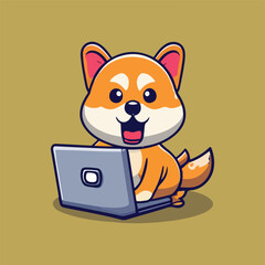 Cute corgi dog cartoon vector animal nature icon concept illustration.