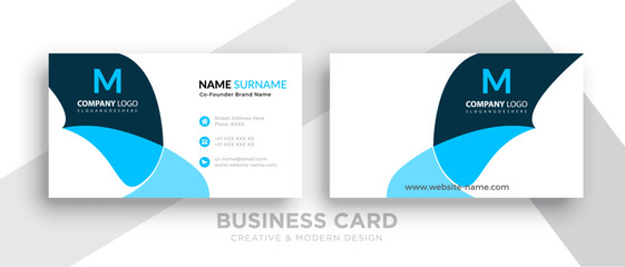 Creative and Clean Double-sided Business Card Template. Red and Black Colors. Flat Design Vector Illustration.