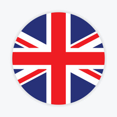 United Kingdom national flag vector icon design. United Kingdom circle flag. Round of United Kingdom flag. 
