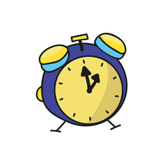 Color vector image of an alarm clock in cartoon style.