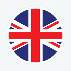 United Kingdom national flag vector icon design. United Kingdom circle flag. Round of United Kingdom flag. 
