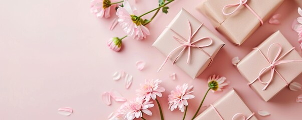 pink flower bouquet with gift box