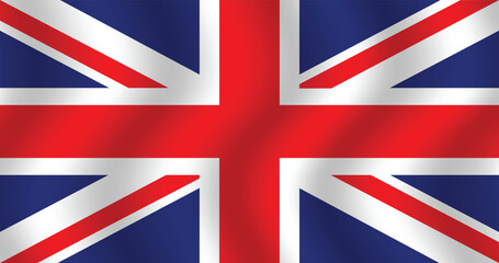 Flat Illustration of the United Kingdom flag. United Kingdom flag design. United Kingdom Wave flag. 
