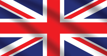 Flat Illustration of the United Kingdom flag. United Kingdom flag design. United Kingdom Wave flag. 
