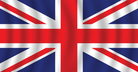 Flat Illustration of the United Kingdom flag. United Kingdom flag design. United Kingdom Wave flag. 
