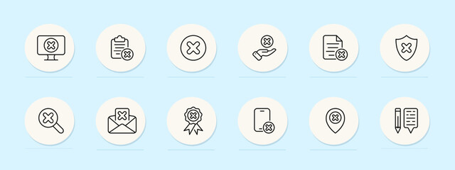 Cancel cross line icon. Versatile, clear, bold, graphic, symbol, cancel, deny, reject, eliminate, stop, terminate, decline. Pastel color background. Vector line icon for business and advertising