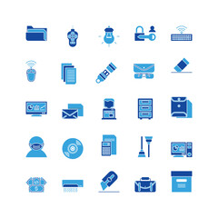 Office icon set glyph icon collection. Containing icons.