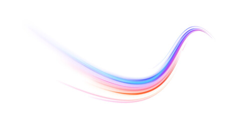 Neon swirls on a white background PNG. Acceleration speed motion on night road. Magic moving fast speed police lines. 