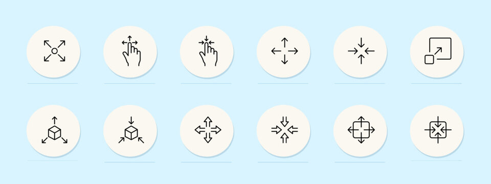 Increase and decrease line icon. Bold, striking, conceptual, direction, growth, decline, contrast. Pastel color background. Vector line icon for business and advertising