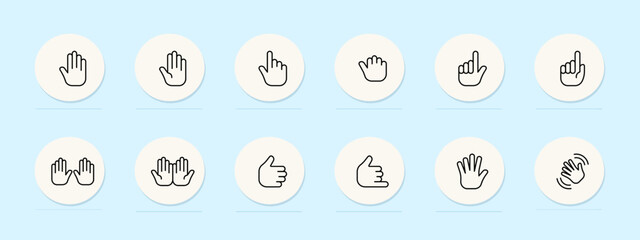 Sign language line icon. American Sign Language, nonverbal communication, deaf culture, sign language interpreter. Pastel color background. Vector line icon for business and advertising © Кирилл Макаров