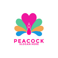 Luxurious Peacock bird logo icon, Abstract Peacock colorful logo vector design template