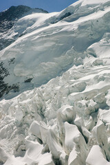 Detailed close-up of a glacier: the Ischmeer Glacier, from the south-east face of the Eiger,...