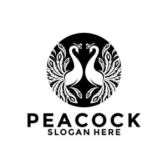 Luxurious Peacock bird logo icon, Abstract Peacock logo vector design template