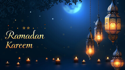 Ramadan banner background with written text Ramadan Kareem