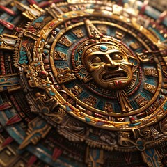 3d illustration of a lotus wheel with Tribal face, Ai Generated