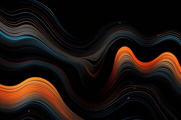 Abstract background. Colorful lines on a black background, Vector, Ai generated
