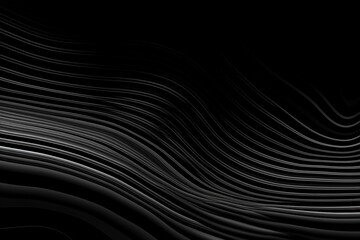 Abstract black and white background with smooth wavy lines, Vector illustration, Ai Generated