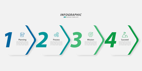 Timeline infographic template. 4 Step timeline journey, calendar Flat simple infographics design template. presentation graph. Business concept with 4 options, vector illustration. - obrazy, fototapety, plakaty