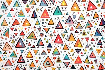 Doodle triangles on white background