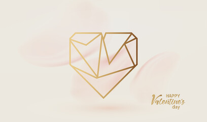 Geometric gold diamond heart vector. Happy Valentine's Day background. Technology ai love concept.
- 729911539