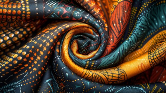 Multicolored African pattern on fabric. Textile pan Africa pattern.