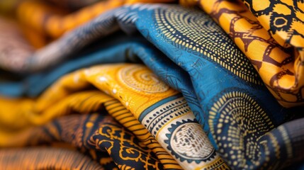 Multicolored African pattern on fabric. Textile pan Africa pattern.
