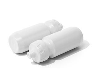 Blank clear white plastic Cycling Water Bottle Packaging Isolated On Transparent Background, Prepared For Mockup, 3D Render.