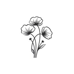 Black and White Floral Illustration