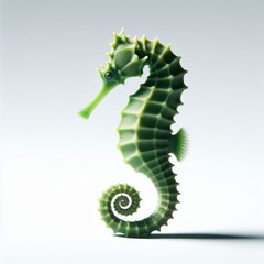 green seahorse  on white