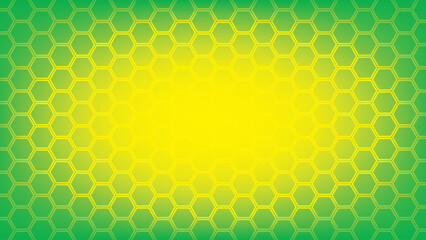 Abstract green and yellow color background with hexagonal shape pattern. Vector illustration.