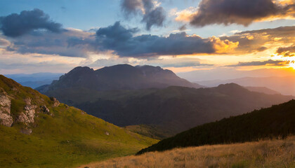 Sunset mountain scenery