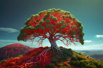 concept of the tree of the intricate nervous system and veins ending in the human brain