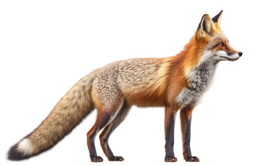 Fototapeta premium Witnessing the Skillful Maneuvers of the Red Fox in the Forest on a White or Clear Surface PNG Transparent Background.