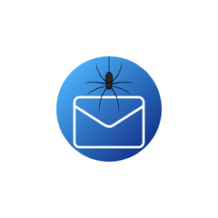 Envelope with malware bug icon isolated on transparent background