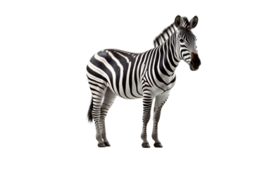 Noble Stance of a Zebra in its Natural Habitat on a White or Clear Surface PNG Transparent Background.