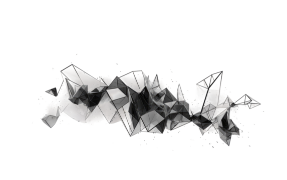 An Abstract Exploration of Polygonal Space and Celestial Geometry on a White or Clear Surface PNG Transparent Background.