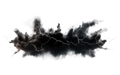 Atmospheric Narratives with the Commanding Image of a Blackout Thunder Cloud on a White or Clear Surface PNG Transparent Background.
