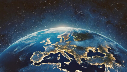 Planet Earth seen from the perspective of Europe. This image contains elements provided by NASA.