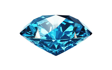Play of Light on the Lustrous Surface of a Blue Diamond on a White or Clear Surface PNG Transparent Background.