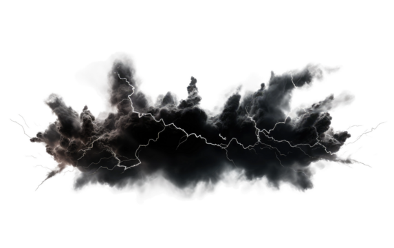 Atmospheric Narratives with the Commanding Image of a Blackout Thunder Cloud on a White or Clear Surface PNG Transparent Background.