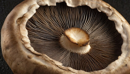 Macro shot of a Portabella mushroom.