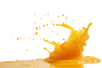 orange juice splash isolated on transparent background